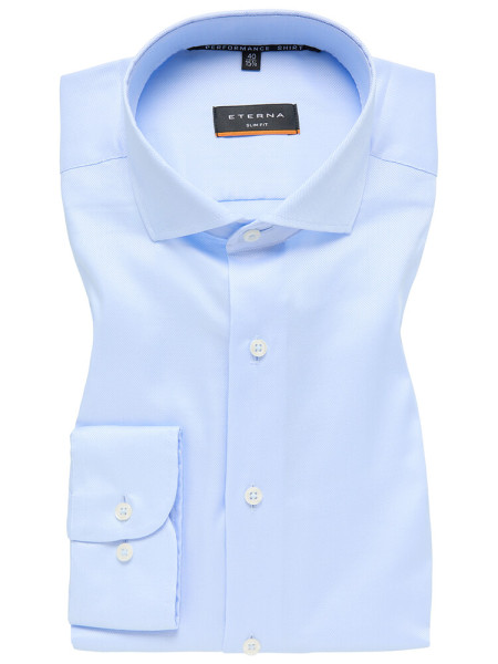 Chemise Eterna SLIM FIT UNI STRETCH bleu clair avec col Italien en coupe étroite