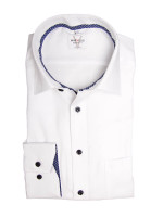 Chemise Marvelis MODERN FIT UNI POPELINE blanc avec col Nouveau Kent en coupe moderne