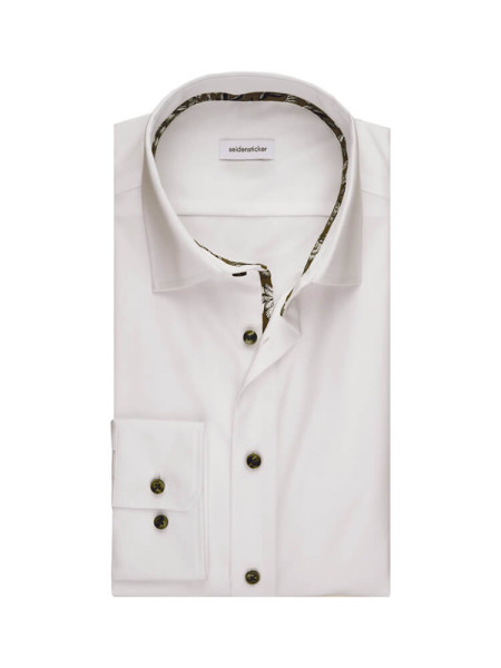 Chemise Seidensticker SLIM UNI POPELINE blanc avec col Business Kent en coupe étroite