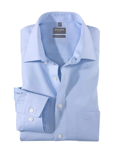 Chemise Olymp LUXOR comfort fit CHAMBRAY bleu clair avec col Nouveau Kent en coupe classique