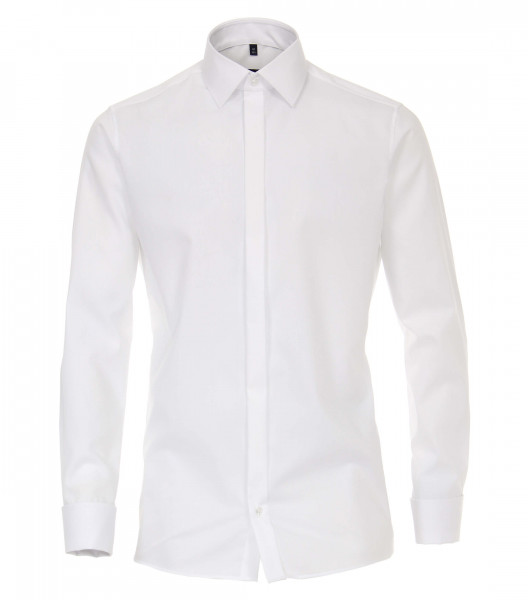 Chemise CASAMODA MODERN FIT UNI POPELINE blanc avec col Kent en coupe moderne