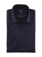 Chemise Olymp LEVEL 5 JERSEY bleu foncé avec col New York Kent en coupe étroite