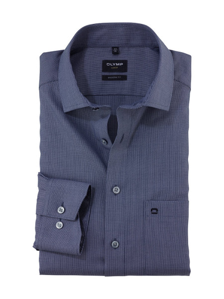 Chemise Olymp LUXOR modern fit FAUX UNI bleu foncé avec col Global Kent en coupe moderne