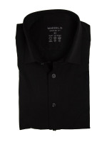 Chemise Marvelis MODERN FIT JERSEY noir avec col Nouveau Kent en coupe moderne