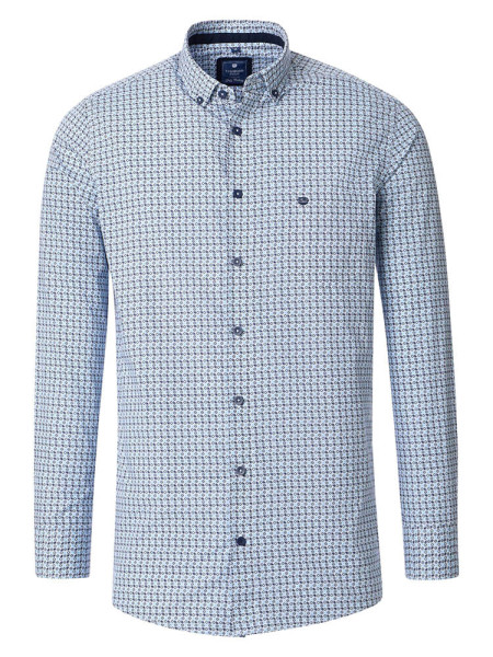 Chemise Redmond COMFORT FIT PRINT bleu clair avec col Button Down en coupe classique