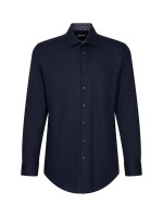 Chemise Seidensticker MODERN TWILL bleu foncé avec col Business Kent en coupe moderne