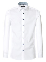 Chemise Redmond SLIM FIT TWILL blanc avec col Kent en coupe étroite