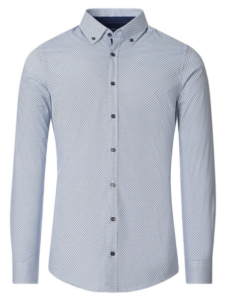 Chemise Venti BODY FIT STRUCTURE STRETCH bleu clair avec col Button Down en coupe étroite