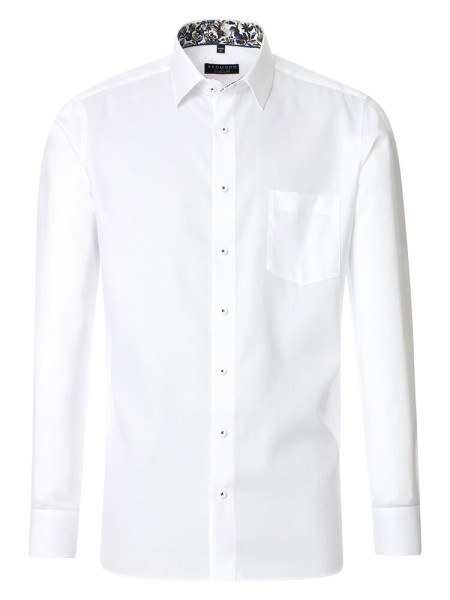 Chemise Redmond MODERN FIT STRUCTURE blanc avec col Kent en coupe moderne