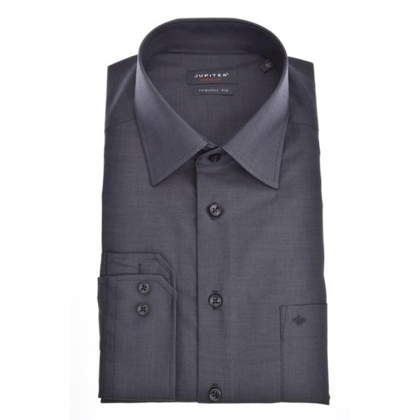 Chemise Jupiter COMFORT FIT CHAMBRAY anthracite avec col Kent en coupe classique