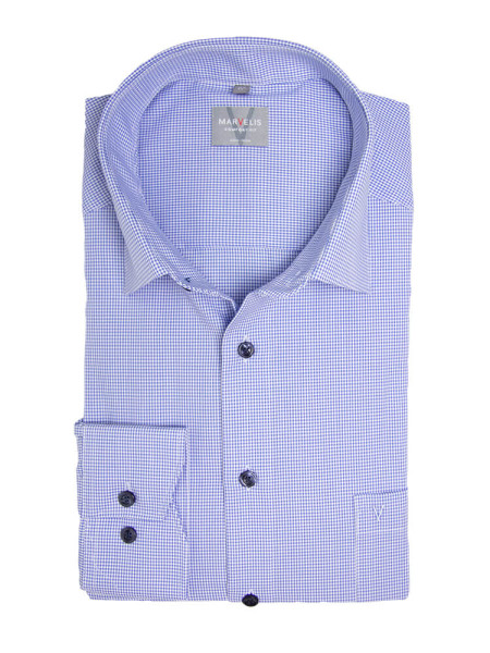 Chemise Marvelis COMFORT FIT UNI POPELINE bleu clair avec col Nouveau Kent en coupe classique