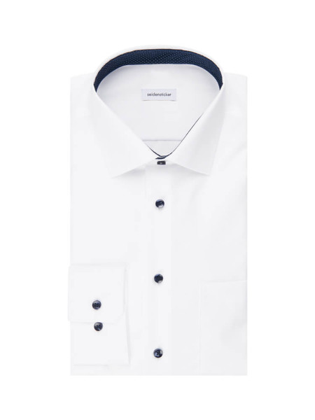 Chemise Seidensticker COMFORT UNI POPELINE blanc avec col Business Kent en coupe classique