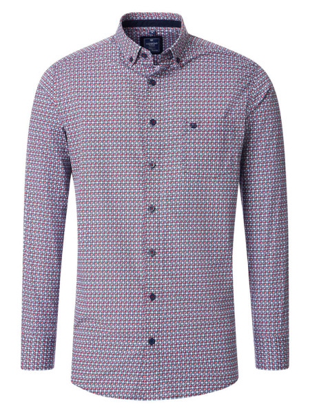 Chemise Redmond COMFORT FIT PRINT rouge avec col Button Down en coupe classique