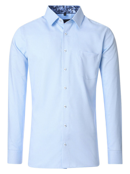 Chemise Redmond MODERN FIT STRUCTURE bleu clair avec col Kent en coupe moderne