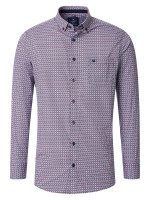 Chemise Redmond COMFORT FIT PRINT rouge avec col Button Down en coupe classique