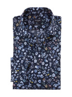 Chemise Olymp LUXOR modern fit PRINT bleu foncé avec col Global Kent en coupe moderne