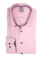 Chemise Marvelis COMFORT FIT UNI POPELINE rose avec col Nouveau Kent en coupe classique