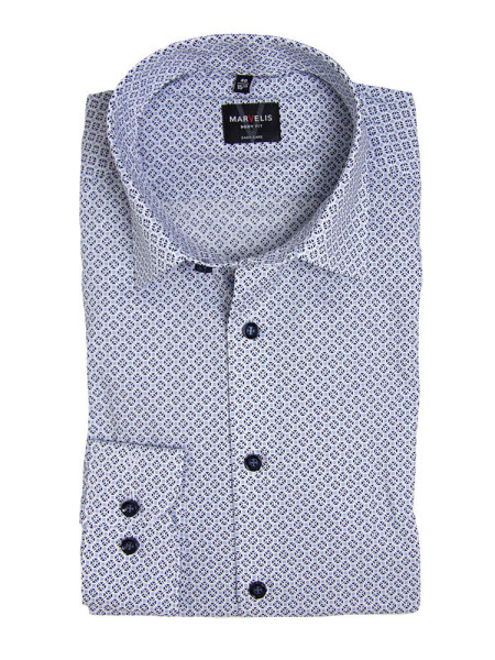 Chemise Marvelis BODY FIT UNI POPELINE bleu clair avec col New York Kent en coupe étroite