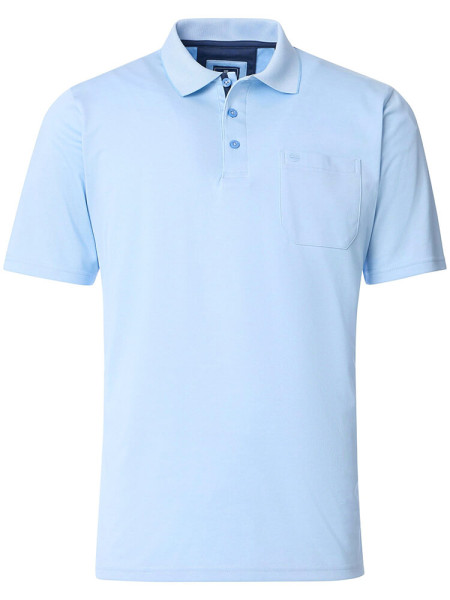 Chemise polo Redmond COMFORT FIT WASH &amp; WEAR bleu clair avec col Bouton polo en coupe classique