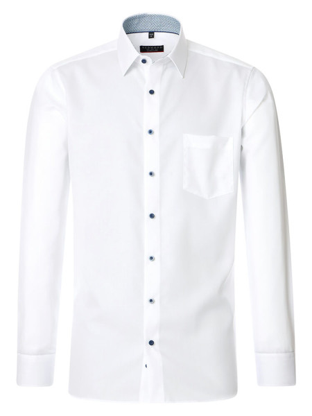 Chemise Redmond MODERN FIT TWILL blanc avec col Kent en coupe moderne