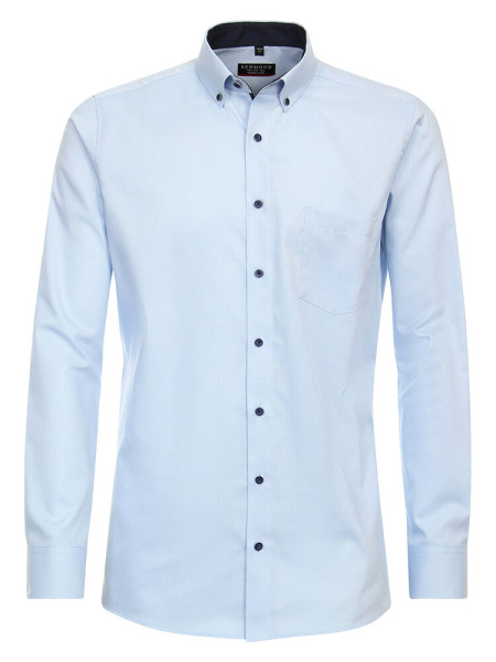 Chemise Redmond COMFORT FIT STRUCTURE bleu clair avec col Button Down en coupe classique