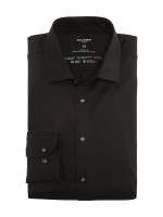 Chemise Olymp NO. SIX JERSEY noir avec col Kent urbain en coupe super étroite