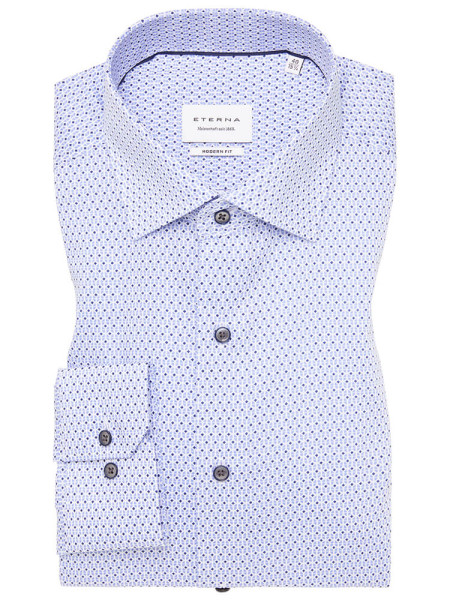 Chemise Eterna MODERN FIT UNI POPELINE bleu clair avec col Kent en coupe moderne