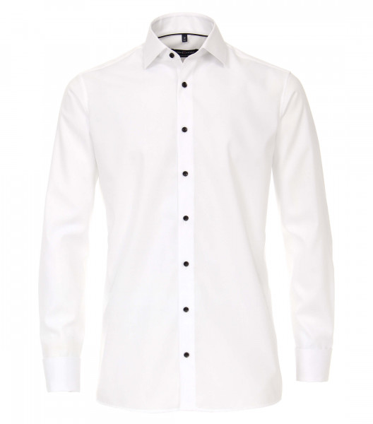 Chemise CASAMODA COMFORT FIT UNI POPELINE blanc avec col Kent en coupe classique