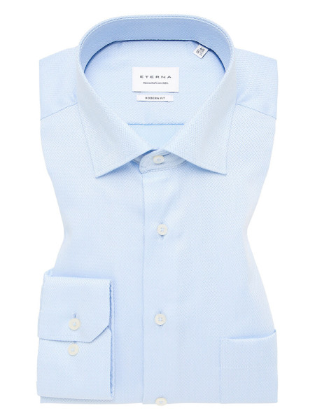 Chemise Eterna MODERN FIT STRUCTURE bleu clair avec col Kent en coupe moderne