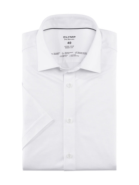 Chemise Olymp LEVEL 5 JERSEY blanc avec col New York Kent en coupe étroite