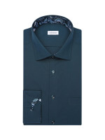 Chemise Seidensticker MODERN UNI POPELINE turquoise avec col Business Kent en coupe moderne