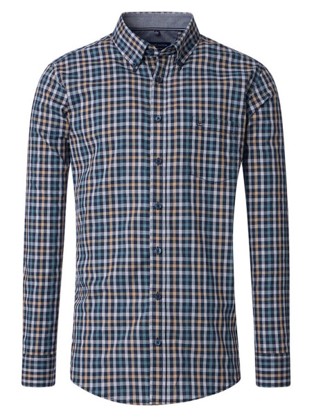 Chemise CasaModa COMFORT FIT EASY CARE bleu foncé avec col Button Down en coupe classique