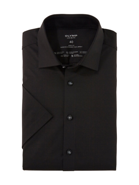 Chemise Olymp LEVEL 5 JERSEY noir avec col New York Kent en coupe étroite