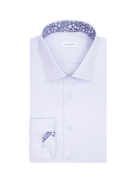 Chemise Seidensticker SLIM TWILL bleu clair avec col Business Kent en coupe étroite